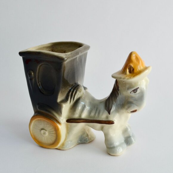 Shawnee Pottery Donkey Pulling Cart Planter Vintage #709 - Picture 1 of 9